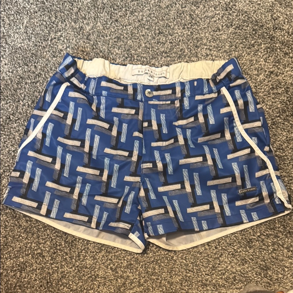 Parke & Ronen Blue Patterned Swim Trunks